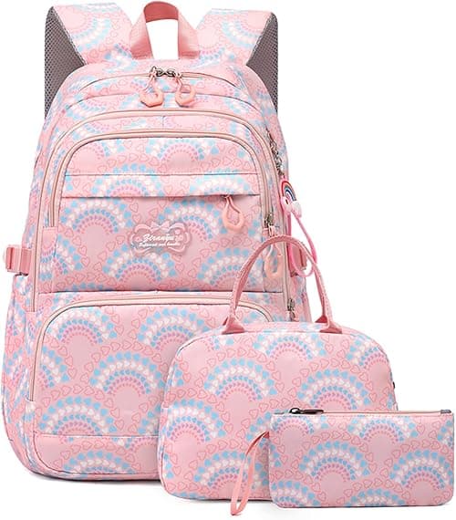 Mfikaryi Elementary School Backpack for Girls,Waterproof Student Bookbag with Lunch box and Pencil Case على Amazon.ae - متتبع الأسعار