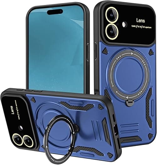 UPLAI Case for Xiaomi Poco F8 Ultra 5G / Xiaomi Redmi K90 Pro Max, Case 360° Rotation Magnetic Ring Protection Lens Stand Invisible Adjustable Case TPU Shockproof Military Blue on Amazon.ae - Price Tracker