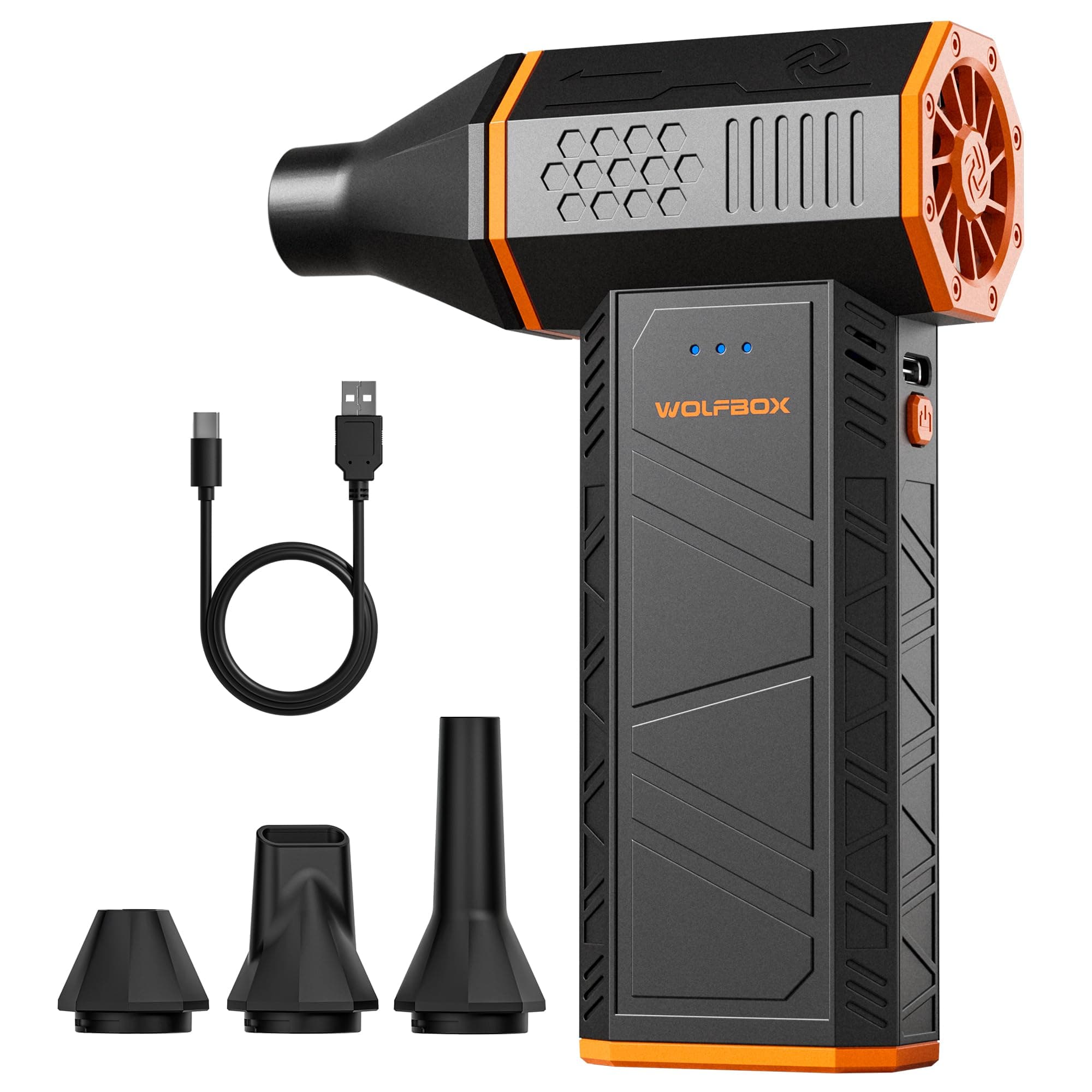WOLFBOX electric air duster MegaFlow 50 with 110000RPM, 3-Gear adjustable mini blower, Cordless, Fast charging, Suitable for dust removal in computers, keyboards, cars, houses and outdoors on Amazon.ae - Price Tracker