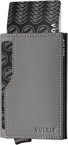 VULKIT Credit Card Holder with Double ID Window Leather Passcase Wallet RFID Blocking Automatic Pop Up Card Wallet for Cards & Notes - Best Deal Finder