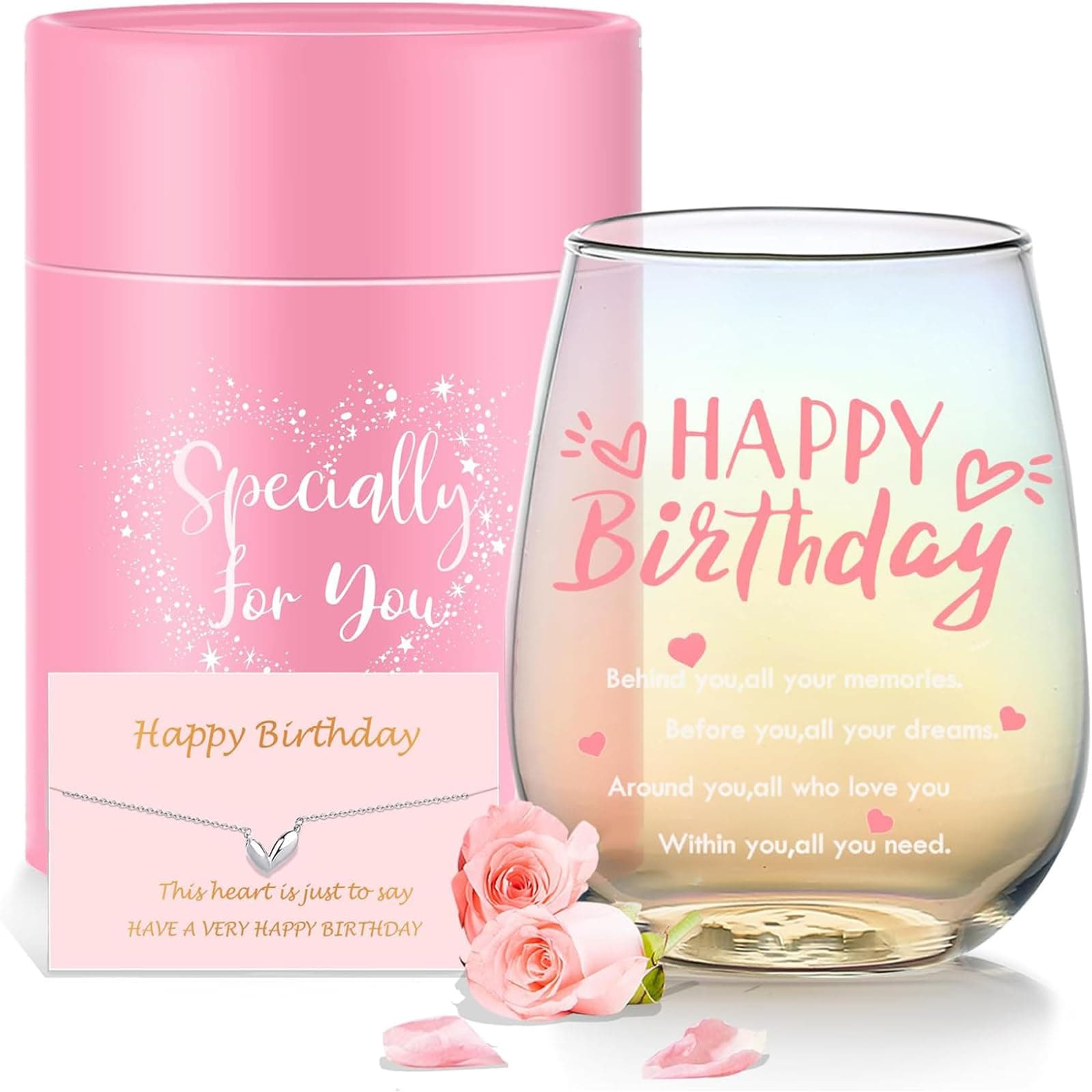 Yalucky Birthday Gifts for Women Best Friend Birthday Gifts Stemless Wine Glass Happy Birthday Gifts for Mom Sisters Grandma Aunt Girlfriend Birthday Gifts Unique Birthday Party Decoration on Amazon.ae - Price Tracker