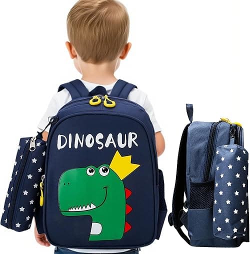 URbazaar School Bags Kids Backpack Toddler School Bag with Detachable Pencil Pouch Blue Cartoon Dino Print, M on Amazon.ae - Price Tracker