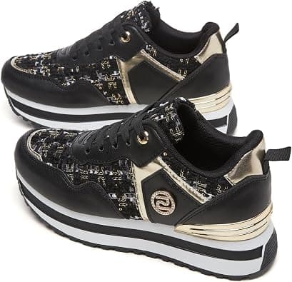 Women's Lace-Up Platform Sneakers with Gold Accents, Fashion Casual Athletic Walking Shoes on Amazon.ae - Price Tracker