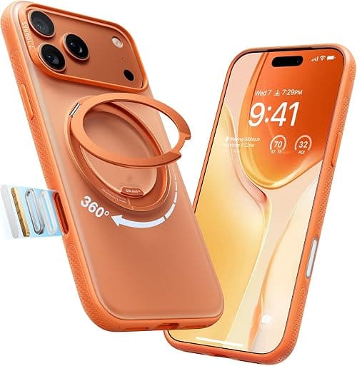 TORRAS 360 Rotatable Stand for iPhone 17 Pro Max Case, Compatible with Magnetic, Mil-Grade Protection, Slim Ergonomic Grip, Camera Control, Ostand O3 Fitness 6.9'', Cosmic Orange على Amazon.ae - متتبع الأسعار