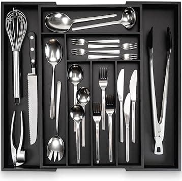 budu Cutlery Tray #47 (Depth 47 cm) Made of Bamboo - Black - Drawer Organiser System for the Kitchen - Extendable - Kitchen Drawer Organiser on Amazon.ae - Price Tracker