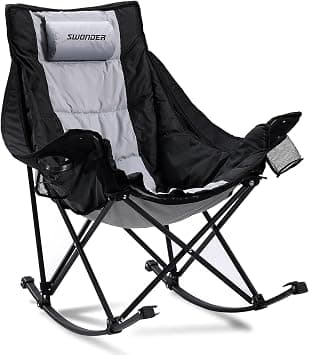 Swonder Oversized Rocking Camping Chair with Innovative 2-in-1 Removable Seat Cushion for All Seasons, Fully Padded Folding Outdoor Chair with Headrest and Carry Bag on Amazon.ae - Price Tracker