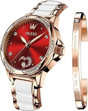 Excefore Ladies Watches Automatic Elegant Mechanical Analogue Fashion Diamond Dress Date Ceramic Stainless Steel Strap Rose Gold Wrist Watch for Women on Amazon.ae - Price Tracker