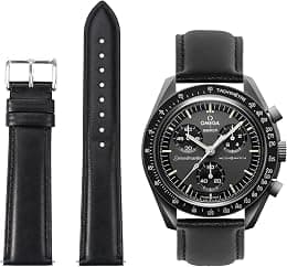 TStrap Omega x Swatch Moonswatch Strap - Leather Strap Moonwatch Watch Men Women - Quick Release Strap for Swatch Omega 20mm Replacement - Best Deal Finder