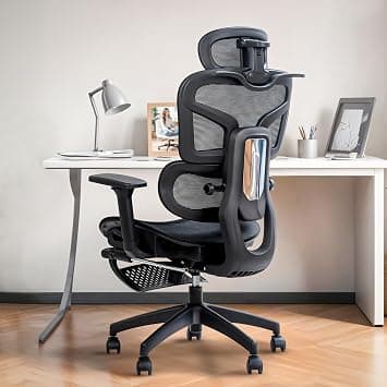 Drogo Premium Executive Office Chair with Adjustable Headrest, Flip-up Armrests, Lumbar Support, Height Adjustment & Mesh Back – Ergonomic Chair for Office, Home & Study (Black) على Amazon.ae - متتبع الأسعار