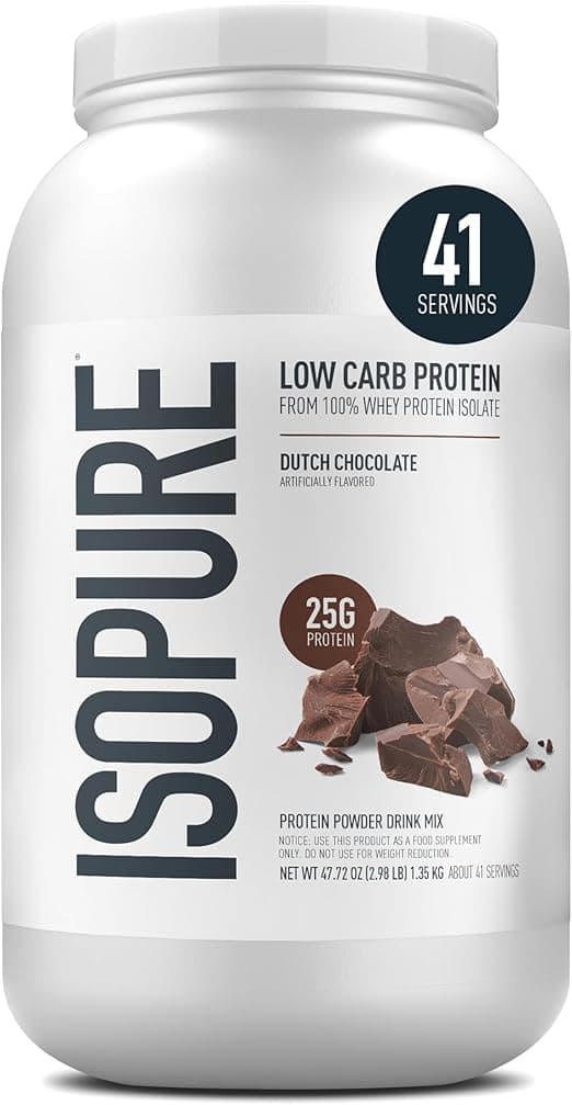 Isopure Low Carb Whey Protein Isolate Powder with Vitamin C & Zinc for Immune Support, 25g Protein, & Keto Friendly - Dutch Chocolate, 3 Lbs, 41 Servings (1.36 KG) on Amazon.ae - Price Tracker