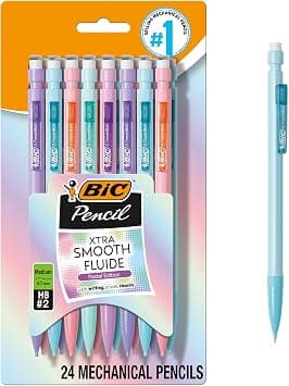 BIC Xtra Smooth Mechanical Pencil, Medium Point (0.7mm), Fun Pastel Color Pencils, Back to School, 24 Count on Amazon.ae - Price Tracker