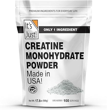 It's Just! Creatine Monohydrate Powder, Pure Creatine Powder, Made in USA, Third Party Lab Tested, 5G Per Serving, Spoon Included, No Fillers, No Flavor Added (Unflavored, on Amazon.ae - Price Tracker