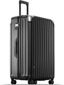 LEVEL8 Luggage, Carry-on Suitcase Lightweight, ABS+PC Spinner Hardshell Trolley with Double TSA(Black,104L) - Best Deal Finder