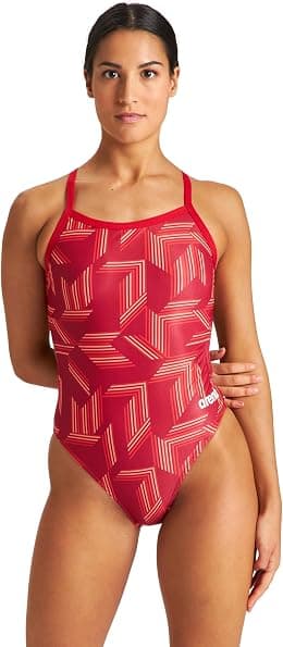 Arena Puzzled Print Women's Challenge Back One Piece Swimsuit for Competitive or Casual Swim, Ladies Bathing Suit - Best Deal Finder