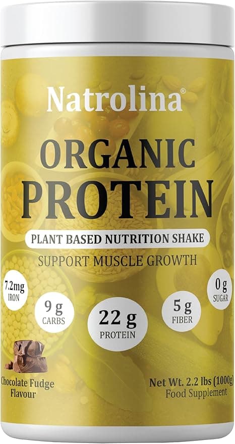Natrolina Plant Based Organic Protein Powder Chocolate Fudge 1Kg - 25 servings, 22g protein per serving, Vegan Pea & Brown Rice blend | Supports Muscle health and recovery | Gluten, Soy & Lactose-free on Amazon.ae - Price Tracker