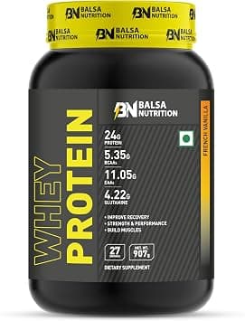 Balsa Nutrition Whey Protein Powder- 907g, 33g per Serving (French Vanilla Flavor) | For Muscle Growth, Workout & Performance Recovery, Weight Management, Powerful Antioxidant | Non- GMO, Gluten Free على Amazon.ae - متتبع الأسعار