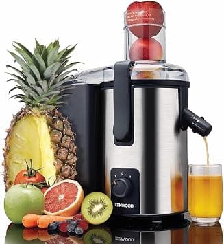 Kenwood Juicer 700W Stainless Steel Juice Extractor with 75mm Wide Feed Tube, 2 Speed, Transparent Juice Jug, Pulp Container, Anti Drip for Home, Office, Restaurant &Cafeteria JEM50.000BS Silver/Black على Amazon.ae - متتبع الأسعار
