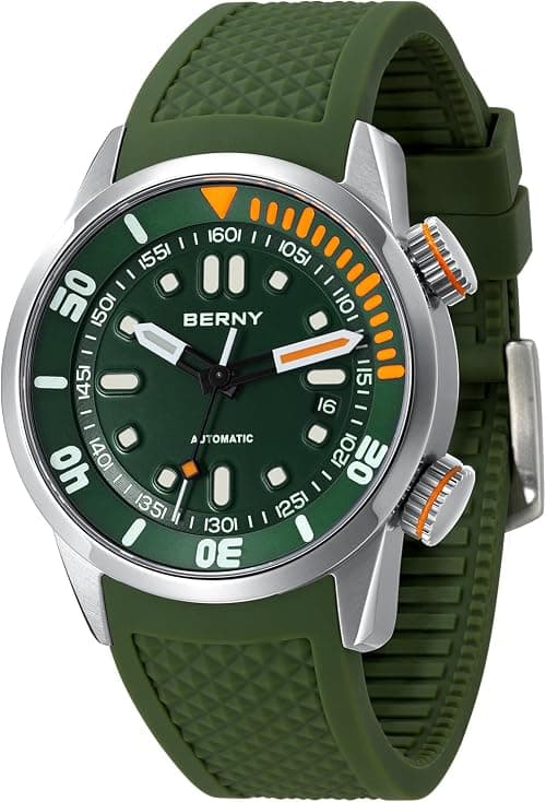 BERNY Men's Watch 20ATM Diving Watch Automatic Movement Wristwatch Sapphire Glass Comfortable Silicone Watch Band Super Luminous Male Watches على Amazon.ae - متتبع الأسعار