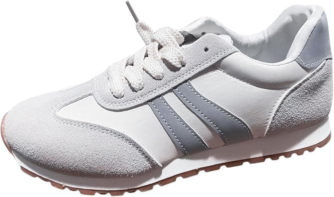 Women's Fashion Sneakers Leather Suede Patchwork Casual Walking Shoes Non-Slip Lace Up Sneakers Tennis Running Shoes on Amazon.ae - Price Tracker