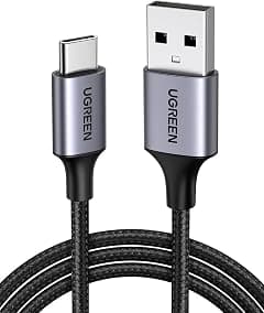 UGREEN US288 Type C Cable 1M USB C Cable Nylon Braided Fast Charging USB Cord Charger Wire for Samsung Galaxy S24, M13, Pixel 8, Redmi Note etc BLACK | USB A to C for CarPlay & fast charging. For iPhone 17/16/15, Galaxy S26/S25/S24/S23, Pixel 10/9, LG, Switch, and more - متتبع أسعار Amazon.sa