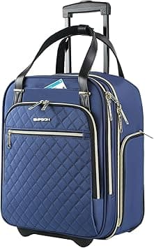 EMPSIGN Underseat Carry on Bag with Wheels, Cabin Size Luggage 16-Inch (40 cm) with 2 Fixed Wheels, Softside Trolley Carry On, Travel Luggage for Women Men Business, Blue-Golden Zipper on Amazon.ae - Price Tracker