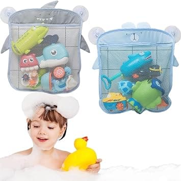 PINKE 2 Pack Mesh Bath Toy Organizer, Cute Shark & Bear Bath Toy Storage Net Bathtub Toy Organizer, Perfect Bathroom Hanging Storage Bag Quick Dry Bath Toy Holder Bag with Strong Hooks on Amazon.ae - Price Tracker