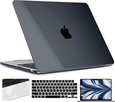 TWOLSKOO Compatible with MacBook Air 13 inch Case M5 2026 M4 2025 M3 M2 2024-2022 A3449 A3240 A3113 A2681, Plastic Hard Shell & Keyboard Cover & Screen Film for MacBook Air 13.6 inch, Crystal Black على Amazon.ae - متتبع الأسعار