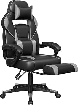 SONGMICS OBG073B03 Gaming Chair, Desk Chair with Footrest, Office Chair with Headrest and Lumbar Cushion, Height-Adjustable, Ergonomic, 90-135° Tilt Angle, Maximum Load 150 kg, Black/Grey على Amazon.ae - متتبع الأسعار