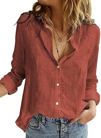 Astylish Women V Neck Roll up Sleeve Button Down Blouses Top on Amazon.ae - Price Tracker
