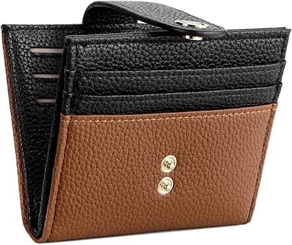 BOSTANTEN Slim Wallet for Women Small RFID Blocking Credit Card Holder Leather Bifold Wallets with Zipper Coin Pocket Black＆Brown on Amazon.ae - Price Tracker