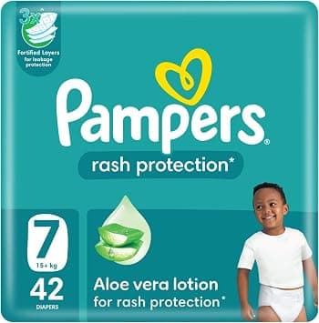 Pampers Rash Protection, Size 7, 15+ kg, Giant Pack, 42 Diapers - متتبع أسعار Amazon.sa