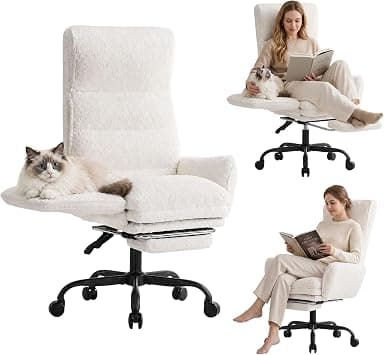 Office Chair, Big and Tall Desk Chair, High Back Computer Chairs with Footrest & Flip-Up Arms, Height Adjustable Home PC Work Chair, Cross Legged Office Chair, Comfy, 150KG, Beige-White on Amazon.ae - Price Tracker