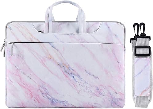 MOSISO Laptop Shoulder Bag Compatible with MacBook Air/Pro,13-13.3 inch Notebook,Compatible with MacBook Pro 14 inch 2022 2021 M1 Max A2442, Canvas Marble Briefcase Sleeve Case Cover, Pink on Amazon.ae - Price Tracker