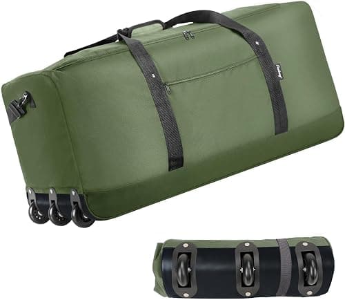 Finnhomy 120L Foldable Rolling Duffel Bag with 3 Wheels, Light Weight Travel Duffel bag with Large Loading Capacity, 32 inch Rolling Duffel bag with Shoulder Strap for Travel Camping Sports on Amazon.ae - Price Tracker