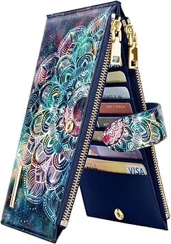 Wallets for Women Floral Pattern Wallet Multi Card Organizer Bifold Wallet with Zipper Pocket,Mandala Nebula on Amazon.ae - Price Tracker