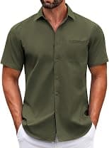 COOFANDY Mens Short Sleeve Casual Button Down Shirts Summer Untucked Dress Shirts with Pocket - Best Deal Finder