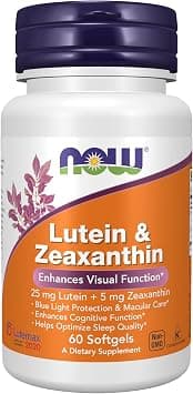 NOW Supplements, Lutein & Zeaxanthin with 25 mg Lutein and 5 mg Zeaxanthin, 60 Softgels - Best Deal Finder
