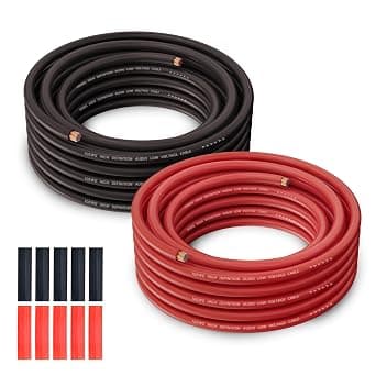 10 Gauge Wire (25FT Each, Red/Black), Low Voltage Primary Automotive Power or Ground Wire, Battery Cable, 10AWG, Car Audio, Amp Wiring, Electrical, Translucent Jacket, CCA, with 10 Heat Shrink Tubing on Amazon.ae - Price Tracker
