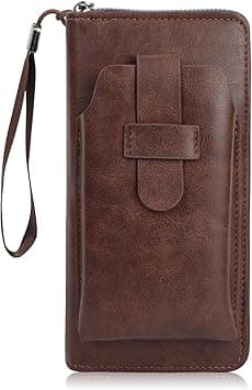 Long Wallet for Men, Large Capacity Zipper Leather Wallet Fashion Business Clutch Purse Card Holder Travel Wallet, Dark Brown, 19.5 x 10.5 x 3 cm, Minimalist on Amazon.ae - Price Tracker