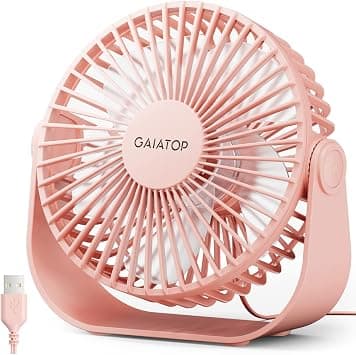 Gaiatop USB Desk Fan, 3 Speeds Portable Small Fan with Strong Airflow, 5.5 Inch Quiet Table Fan, 90° Rotate Personal Cooling Fan For Bedroom Home Office Desktop Travel (Pink) على Amazon.ae - متتبع الأسعار