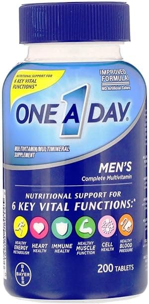 Bayer One A Day, Menâ€™s Multivitamin, Minerals, Supplement with Vitamin A, Vitamin C, Vitamin D, Vitamin E and Zinc for Immune Health Support, B12, Calcium & More, 200 Tablets - Amazon.ae Price Tracker