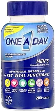 Bayer One A Day, Menâ€™s Multivitamin, Minerals, Supplement with Vitamin A, Vitamin C, Vitamin D, Vitamin E and Zinc for Immune Health Support, B12, Calcium & More, 200 Tablets - Amazon.ae Price Tracker