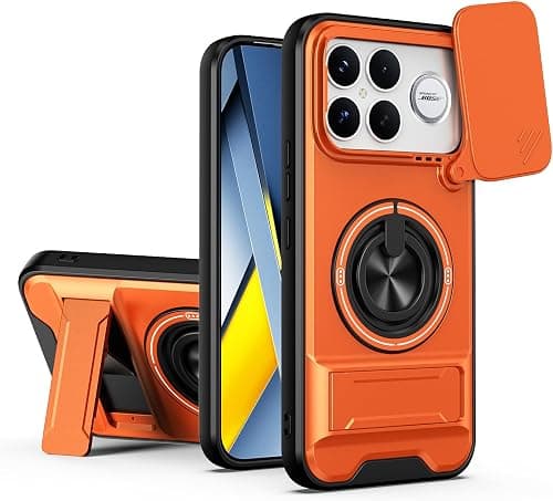 Case for Xiaomi Poco F8 Ultra 5G/K90 Max, Shockproof Case with 360° Ring Holder & Lens Protective Cover, Anti-Fingerprint Protective Cover with Stand Orange on Amazon.ae - Price Tracker