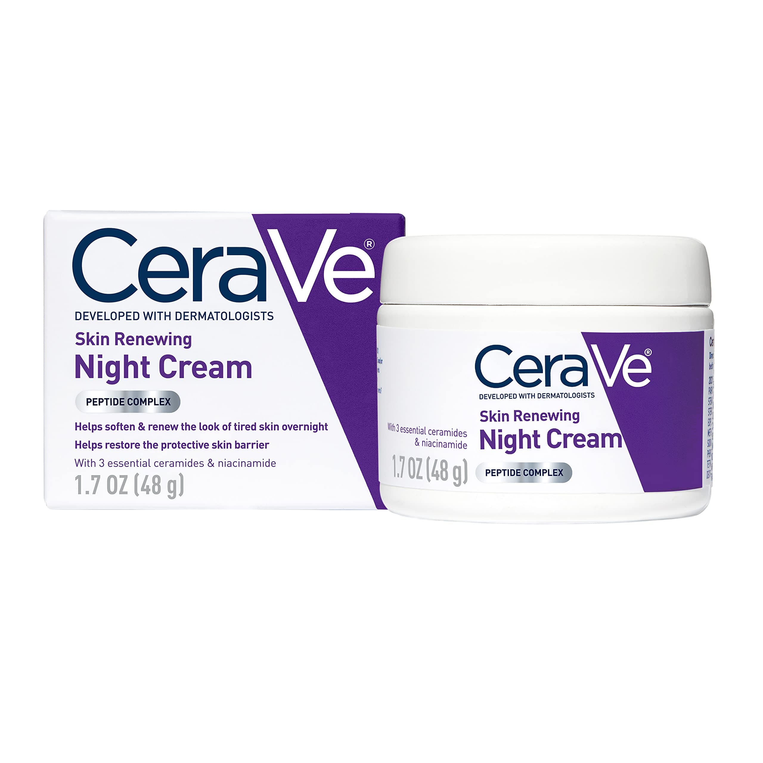 CeraVe Skin Renewing Night Cream | Niacinamide, Peptide Complex, and Hyaluronic Acid Moisturizer for Face | 1.7 Ounce on Amazon.ae - Price Tracker