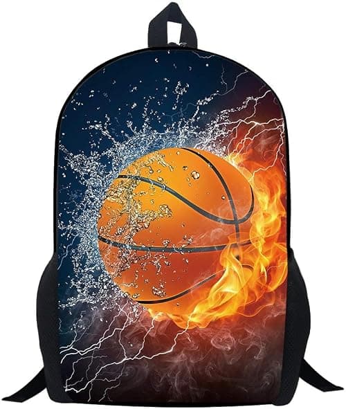Basketball Backpack Combustion Pattern School Bookbags for Kids ... على Amazon.ae - متتبع الأسعار