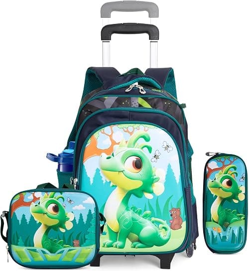 School Bag,Children School Bag Student Backpack with Pencil Bag, Lunch bag, Trailer, 3D cartoon pattern Large volume Waterproof Bookbag and for 3-10 Year Elementary Kindergarten على Amazon.ae - متتبع الأسعار