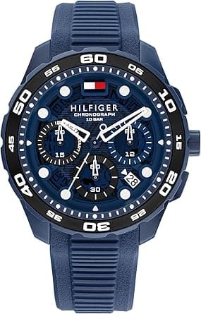 Tommy Hilfiger Chronograph Quartz Watch with Calendar for Men with Silicone Bracelet – Available in White, Blue, Black, Orange or Yellow on Amazon.ae - Price Tracker