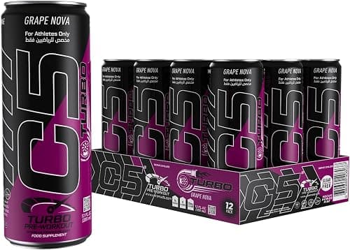 C5 Turbo Pre-Workout Drink – 355 ml | 200 mg Caffeine, Creatine HCL, Beta-Alanine, L-Citrulline | Zero Sugar | For Athletes Only (Pack of 12, Grape Nova) on Amazon.ae - Price Tracker