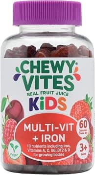 Chewy Vites Kids Multi-Vitamin & Iron 60 Gummy Vitamins | Iron Gummies for Kids | 13 Essential Vitamins and Minerals | 2 Months Supply | Real Fruit Juice | Berry Flavour | 1-a-Day | Vegan | 3 Years + on Amazon.ae - Price Tracker