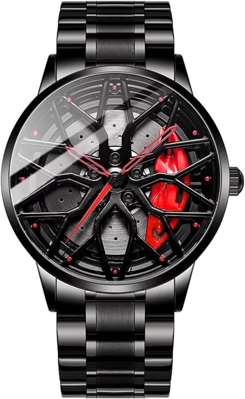 GOLDENIZE FASHION Branded Men's Sport Quartz Watch Car Wheel Multicolour Dial Wheel Dial 360 Rotating Casual Fashion Stainless Steel Alloy Mens &Boy's Luxury Metal Gift Creative Watch on Amazon.ae - Price Tracker